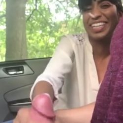 happy cumshot in car