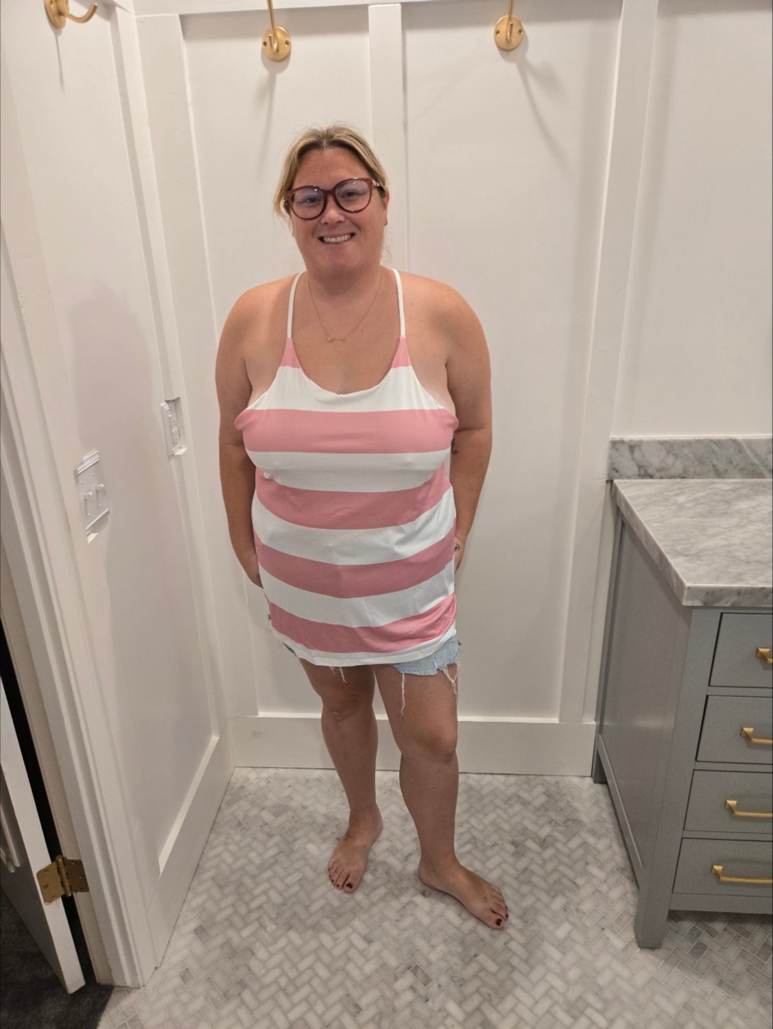 BBW pink stripes tank #rHognP4V